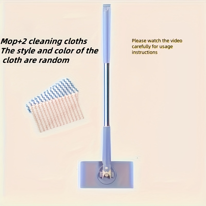 

360° Rotatable Flat Mop With 2 Reusable Pads – Manual, No Battery Needed – Multipurpose Cleaning Tool – Plastic & Stainless Steel For Home Floors, Kitchen, Bathroom, Living Room