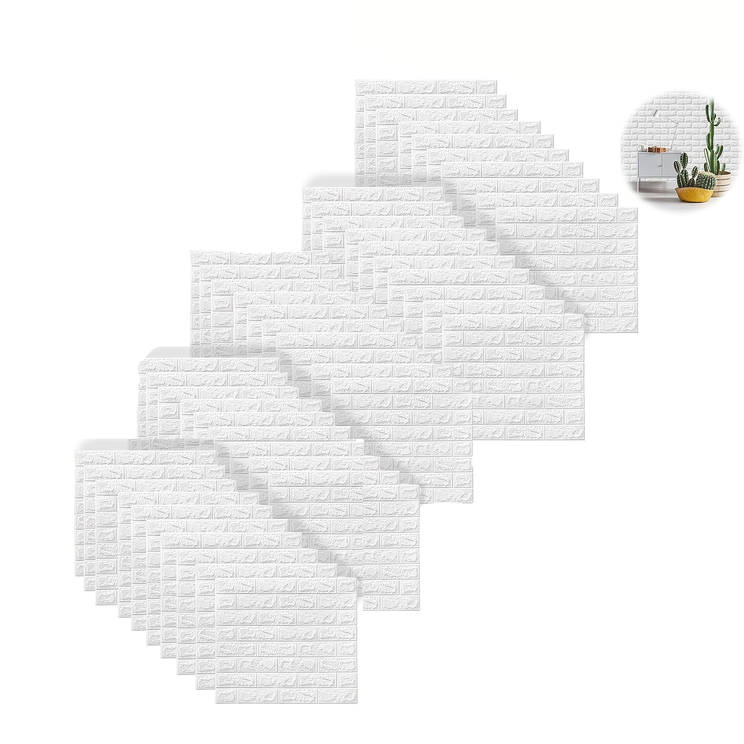 Image of -pack Self-adhesive 3d Wall Panels, Stone Look Peel Wallpaper For Bedroom, Bathroom, Kitchen, And Living Room, Waterproof Wall Tiles For Indoor, Outdoor, Business Premises (38.5 X 35cm, White)