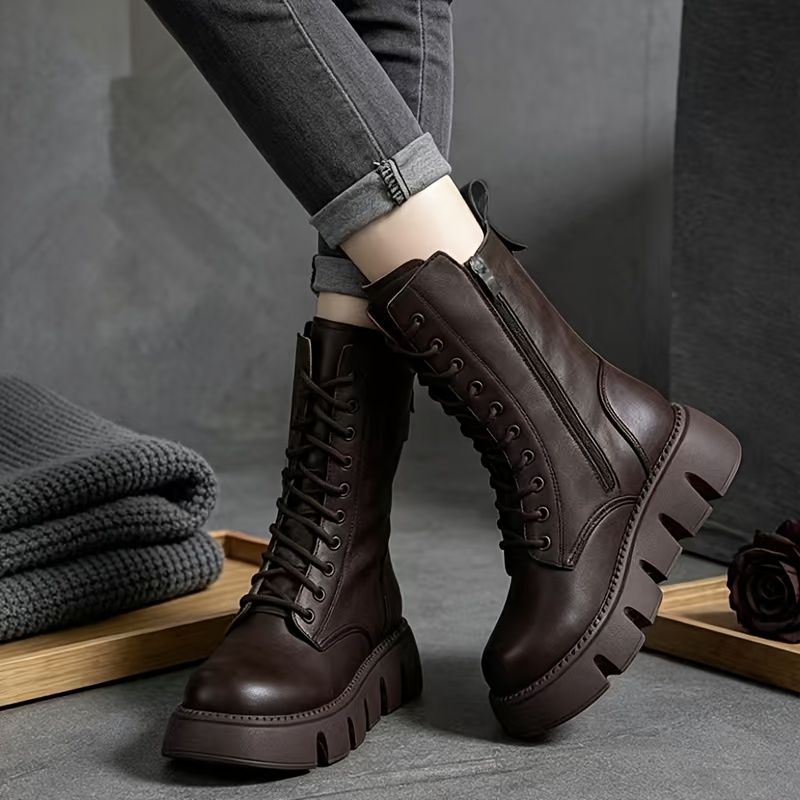 TEMU 9# New Autumn And Winter Thick Soled Warm Women's Boots For Halloween, Casual And Fashionable Women's Boots -garde, , Fashionable, Personalized