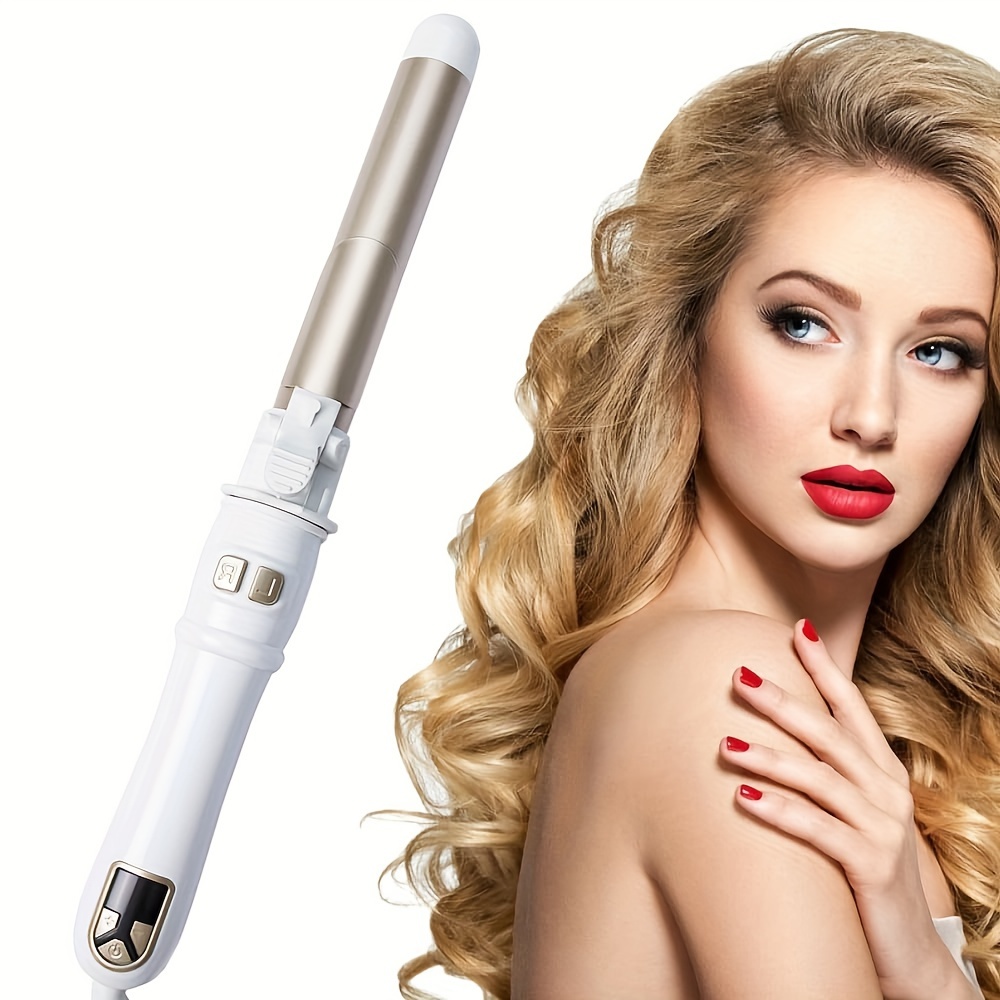 1Pc Titanium Automatic Rotating Curling Iron Wands - 2 Curler 1" Automatic Curling Iron, Hair Wand Curling Iron Dual Voltage 20 Temperature Setting 250°- 450°F Lcd Display Forshort, Medium, And Long Hair - Pink - 25Mm Diamete - Beauty & Health