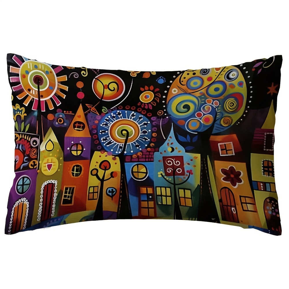 TEMU 1pc Of Double-sided Printed Throw Pillow Covers, Sizes: 12*20 Inches / 30*50 Cm And 16*24 Inches / 40*60 Cm. Soft Short Plush Country-style Oil