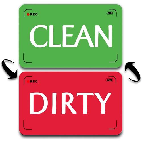 item picture dishwasher clean dirty indicator sign kitchen storage supplies magnetic no surface damage double sided reversible red and green single pack
