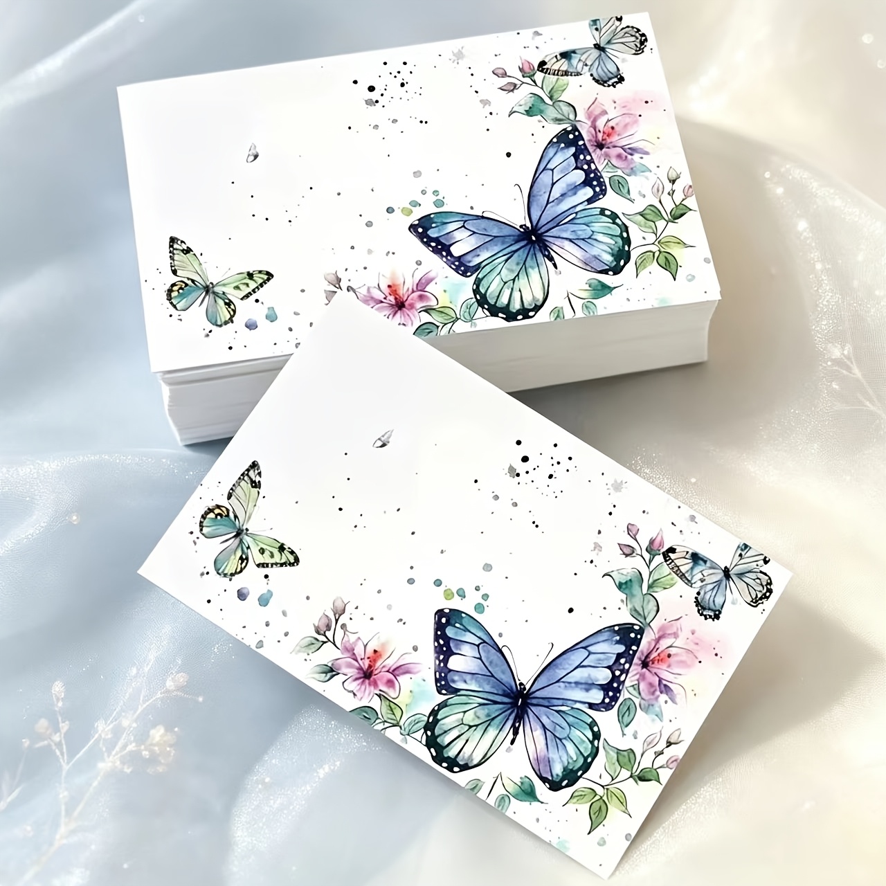 TEMU 50pcs Premium Floral Message Cards, Hand-written Blank Message Cards, Universal Blank Message Cards For Holidays, Scrapbook Decoration Material