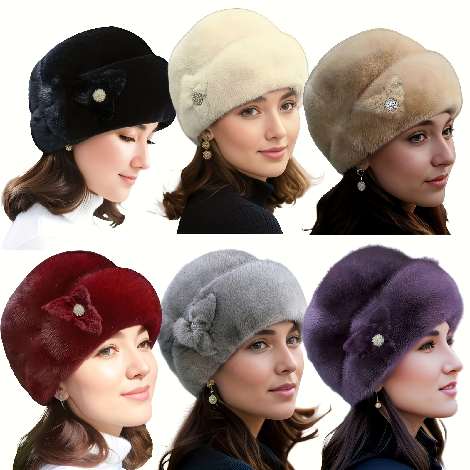 

Elegant Fur Beret For Women - Breathable, Stretchy Winter Hat With Accent, New Year's Celebrations