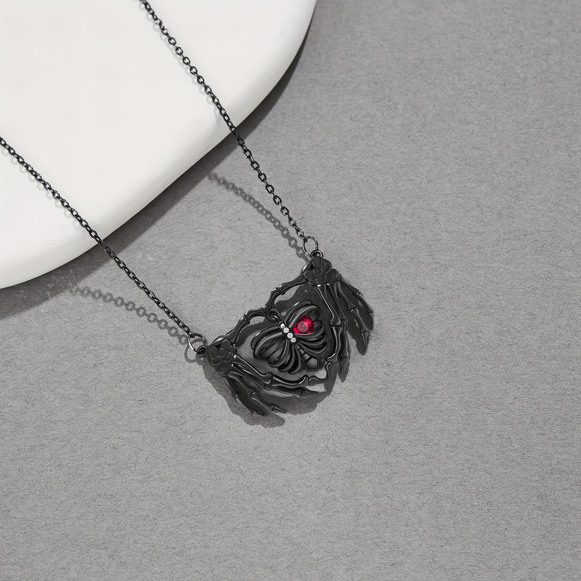 skeleton necklace 925 sterling silvery skull skeleton hand Temu