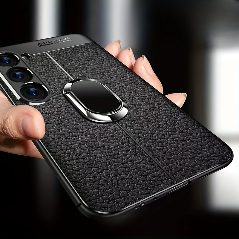 Phone Case with Lychee Pattern, Easy to Remove and Soft Shockproof Design for Samsung A55/A15/A35/A25 5G/A23/A14 5G/S24/S24 Ultra/S24 FE/S23/S23 Ultra/S23 FE, Includes Ring Stand