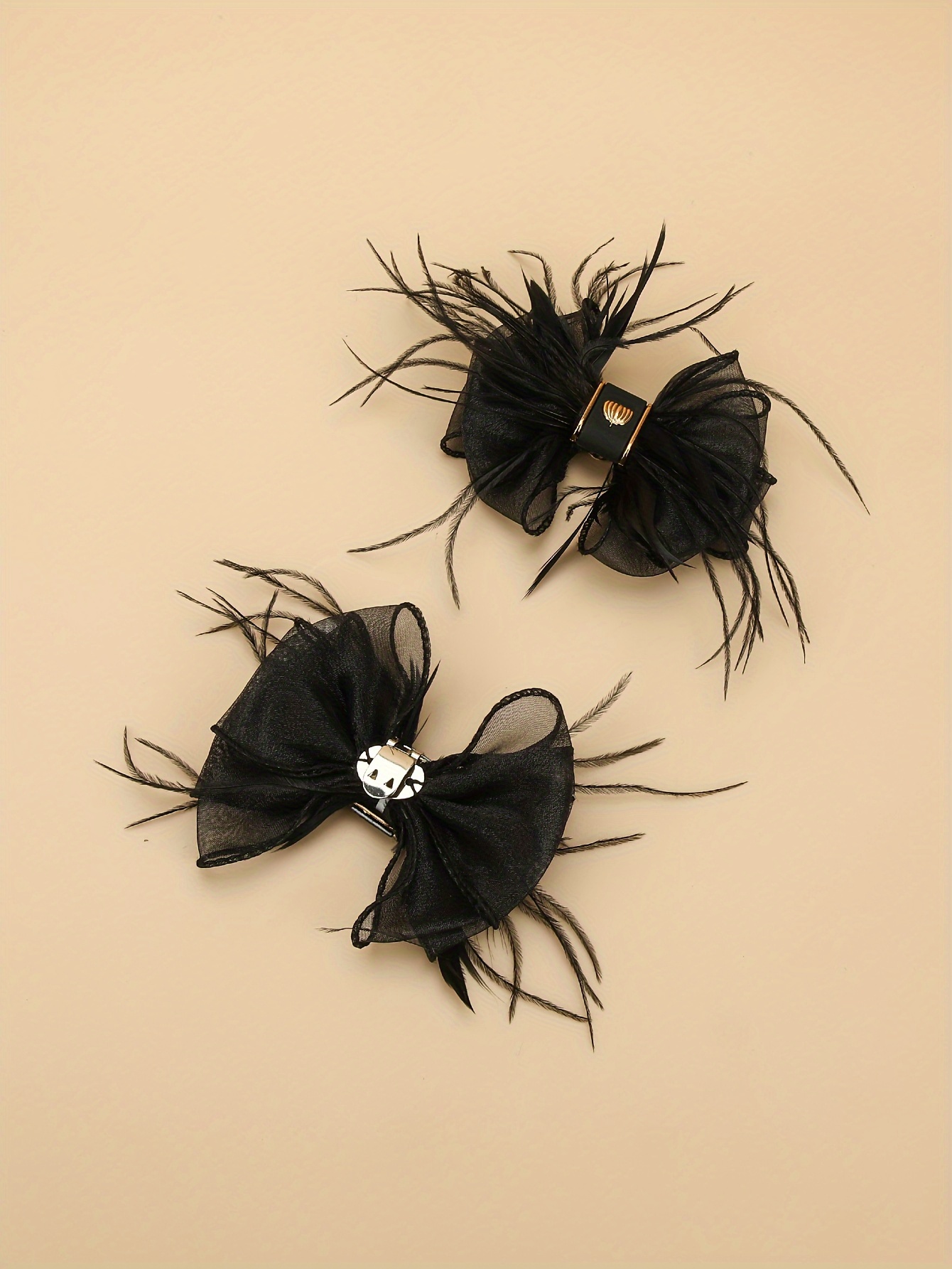 2pcs Feather Mesh Bowknot Design Shoe Clips, Detachable Wedding Shoe Decoration Accessories For High Heels
