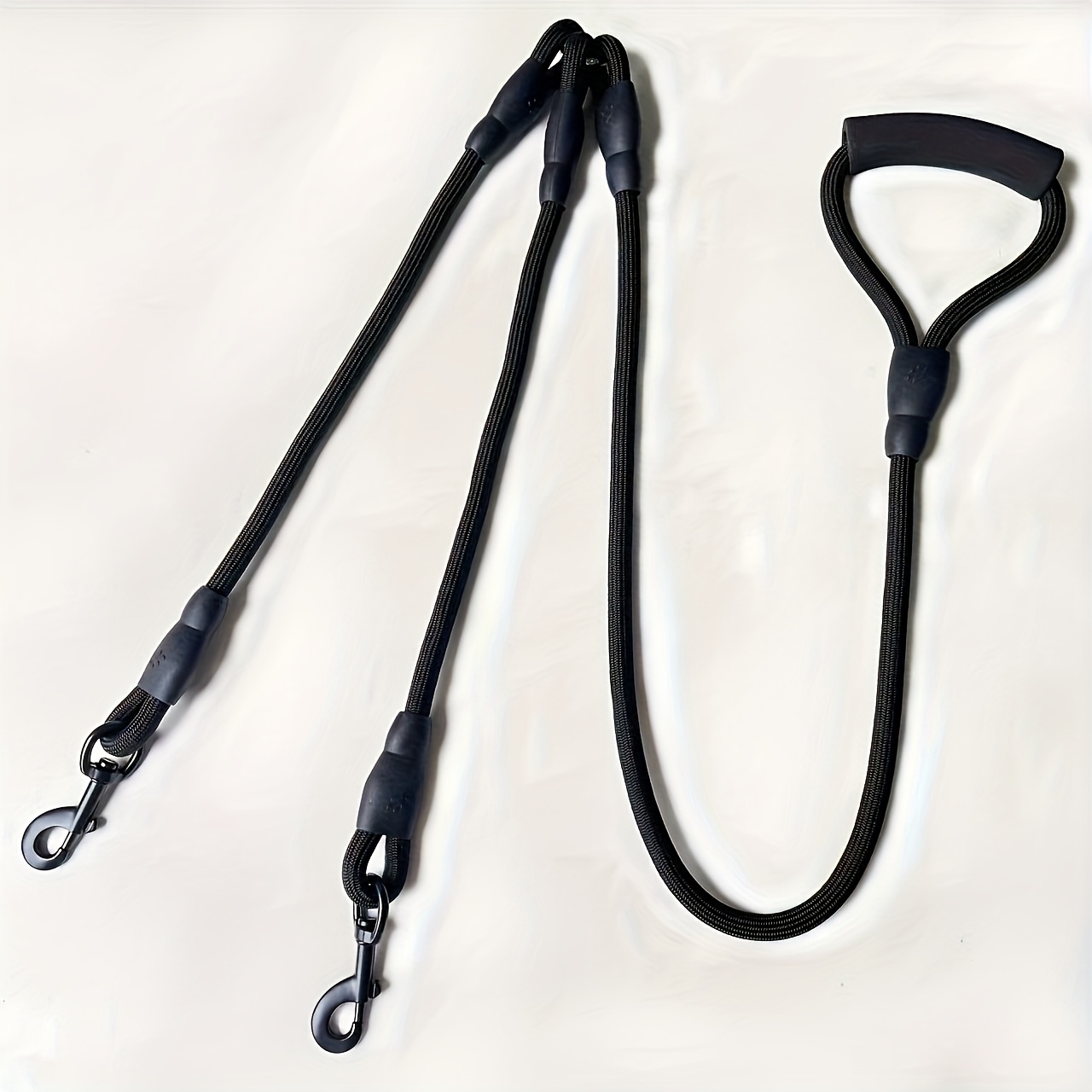 TEMU Adjustable 3-in-1 Dual Dog Leash, Reflective Nylon Rope With Padded Handle, For Walking