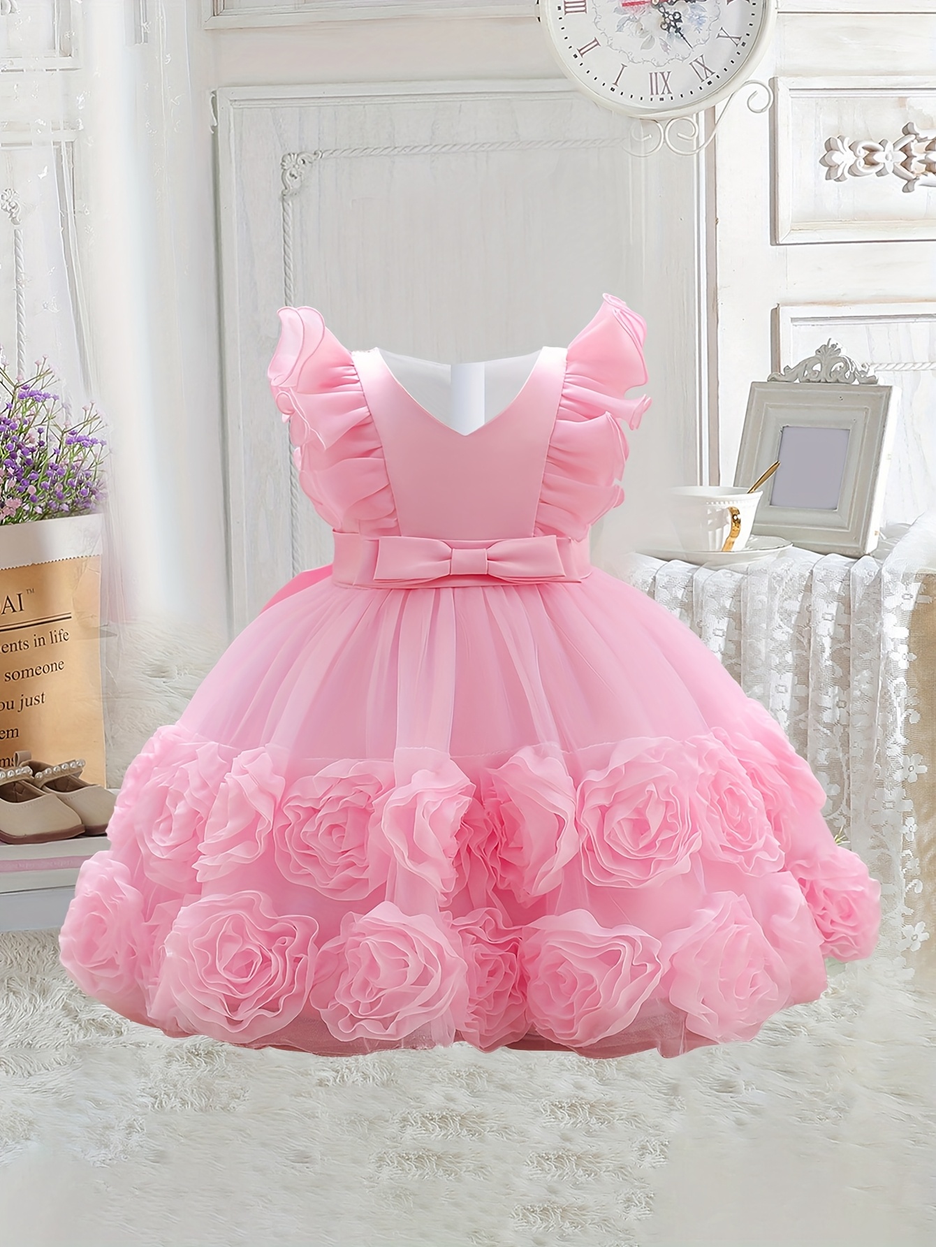 strapless open back dress Baby girl dress pink for special occasion, long toddler gown, Pink pri –  Kids Dressy main image 0