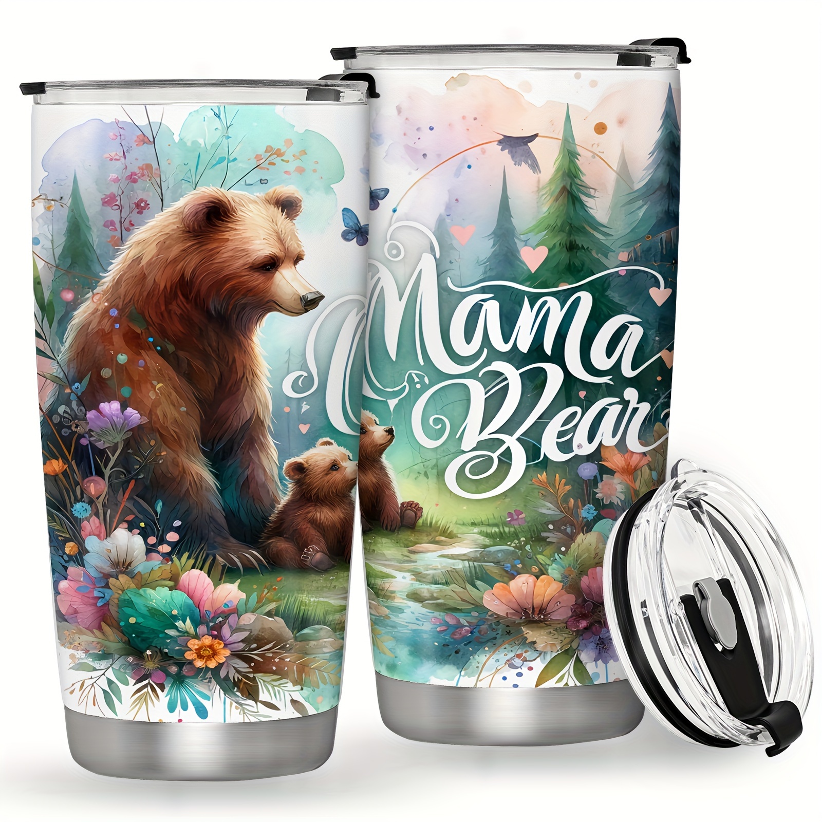 

1pc, Mama Bear Stainless Steel Tumbler (20oz/650ml), Double Wall Vacuum Insulated Travel Mug With Bpa Free Lid, Perfect Mother's Day & Birthday Gift, Coffee Mug For Mom From Daughter Or Son
