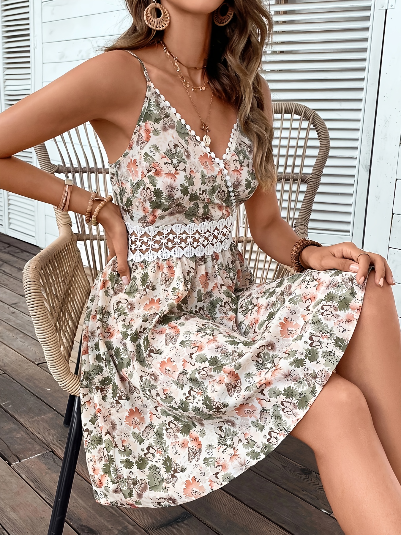 Women's Floral Print Sheer Panel A-Line Dress - Lightweight Casual Summer  Dress with Spaghetti Straps, Machine Washable for Spring Summer Fall, Cute  Summer Dresses