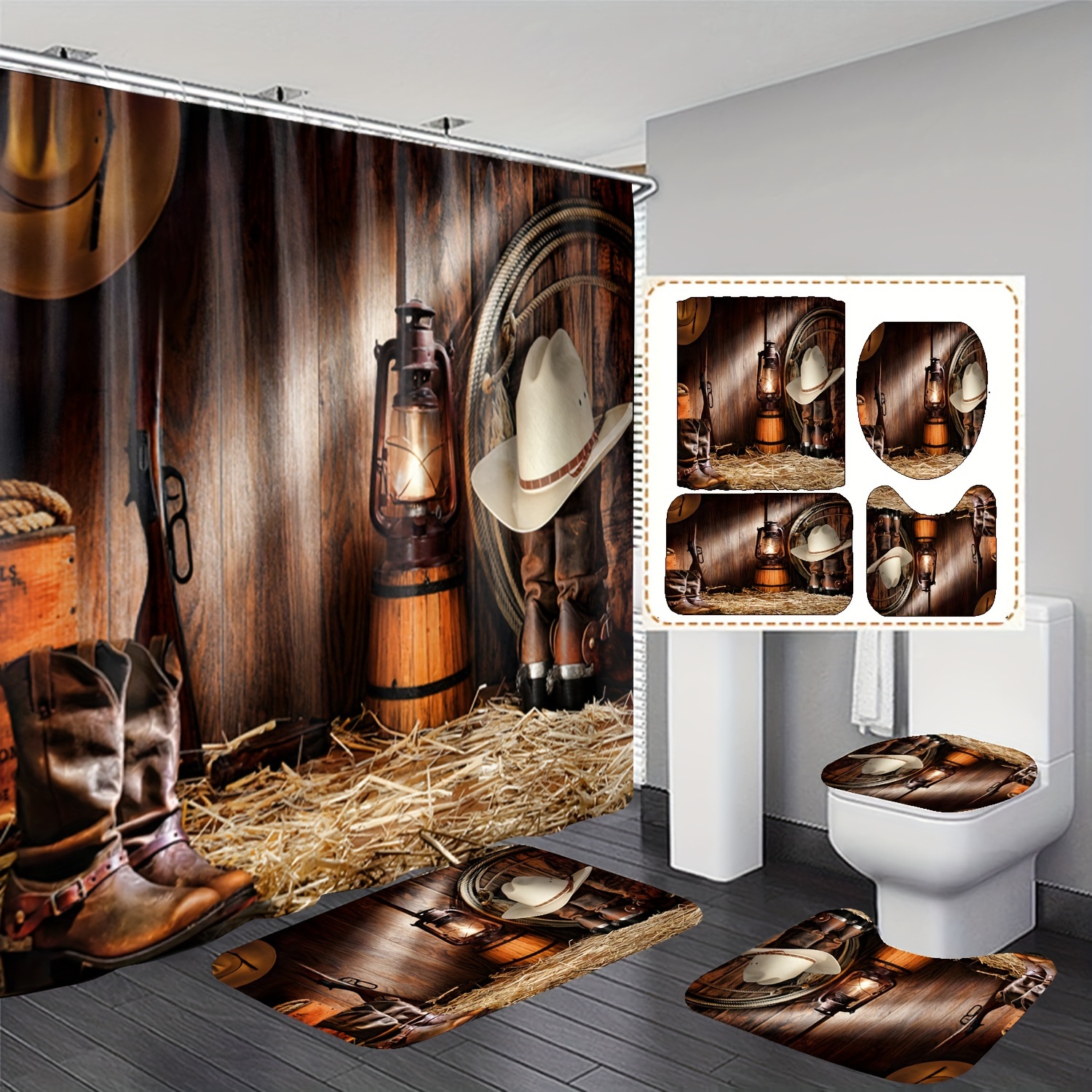 

Bathroom Set - Polyester Bath Drapes, , Includes Grommets, , Suitable - - Decor Non-animal (4- Set)