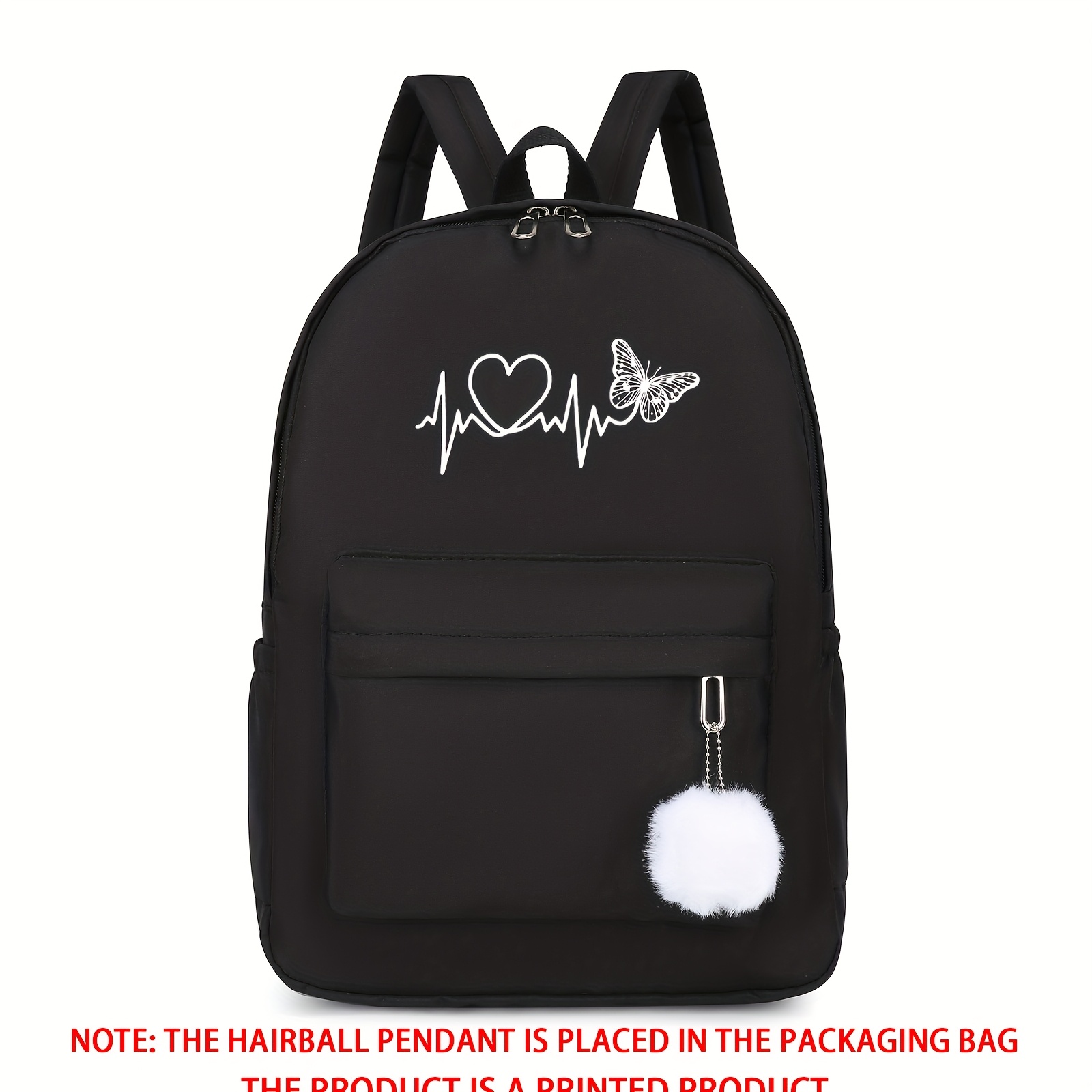 Simple Versatile Heartbeat Backpack Travel Large Capacity Women's Shoulder Bag Multifunctional Schoolbag