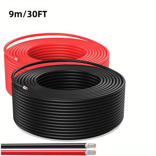 solar panel wire black and 30ft 50ft 65ft 100ft battery powered solar panel extension cable 10awg 6mm copper wire suitable for outdoor car rv marine solar panels
