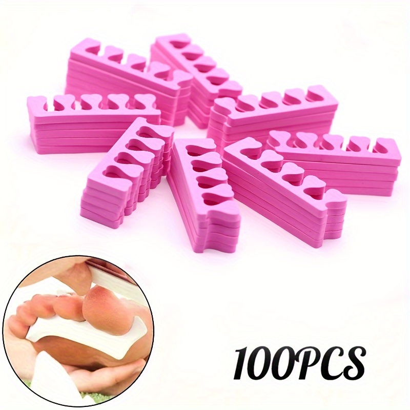 

100pcs/set Pink Soft Sponge Finger & Toe Separators Set, Nail Art Manicure Pedicure Dividers, Flexible Foam Gel Polish Holder Tools For Salon & Home Use