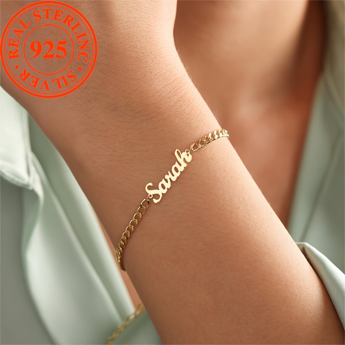 

Name Bracelet In 925 , 3.5g, Personalized Nameplate, 18k Plated , , For & -, For 's Day & Mother's Day, Unisex Engraved Jewelry For , Weddings, Graduations