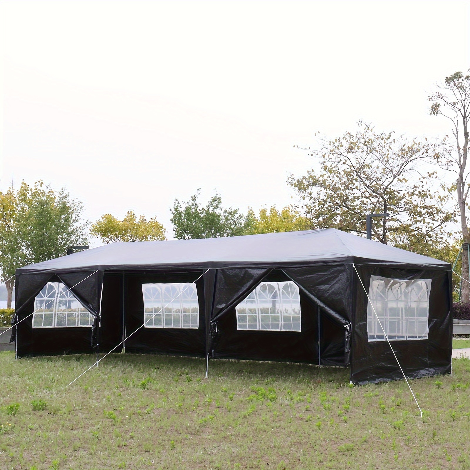 

10'x30' Outdoor Party Tent With 8 Removable Sidewalls, Waterproof Canopy Patio Wedding Gazebo, Black