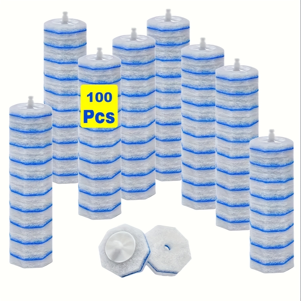 item picture 100 pack toilet brush replacement heads 100 disposable toilet brush replacement heads with   fiber bristles compatible with most toilet brush replacement systems and disposable toilet brush systems handle not included