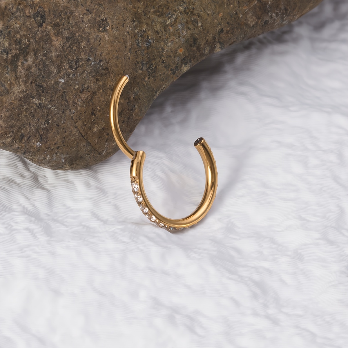 TEMU 1pc 316l Stainless Steel Nose Ring Synthetic Synthetic Zirconia Septum Lip Ring Tiny Earring Hoop Cartilage Tragus Daith Helix Piercing Jewelry