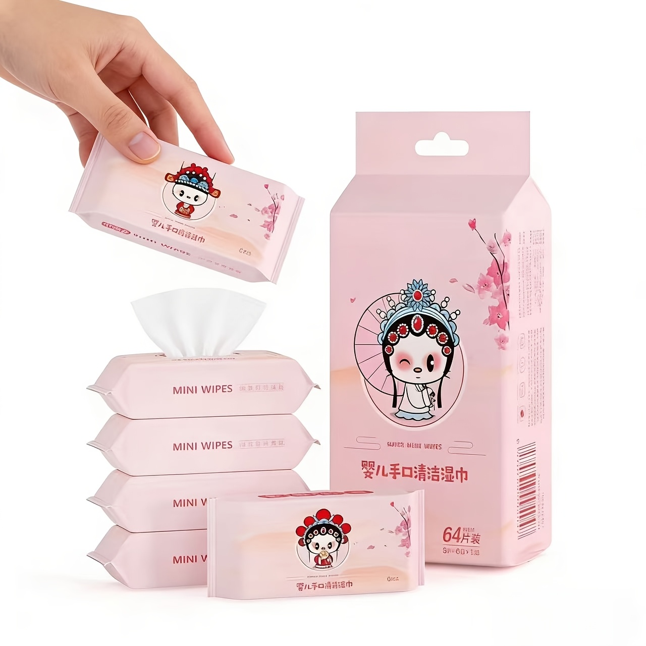 TEMU 64 Portable Mini Wet Wipes In 8 Packs Of 8 Sheets Each - Effective Quick-dry Cleaning Cloths, Ideal For Travel, Outdoor Picnics, Kitchen,