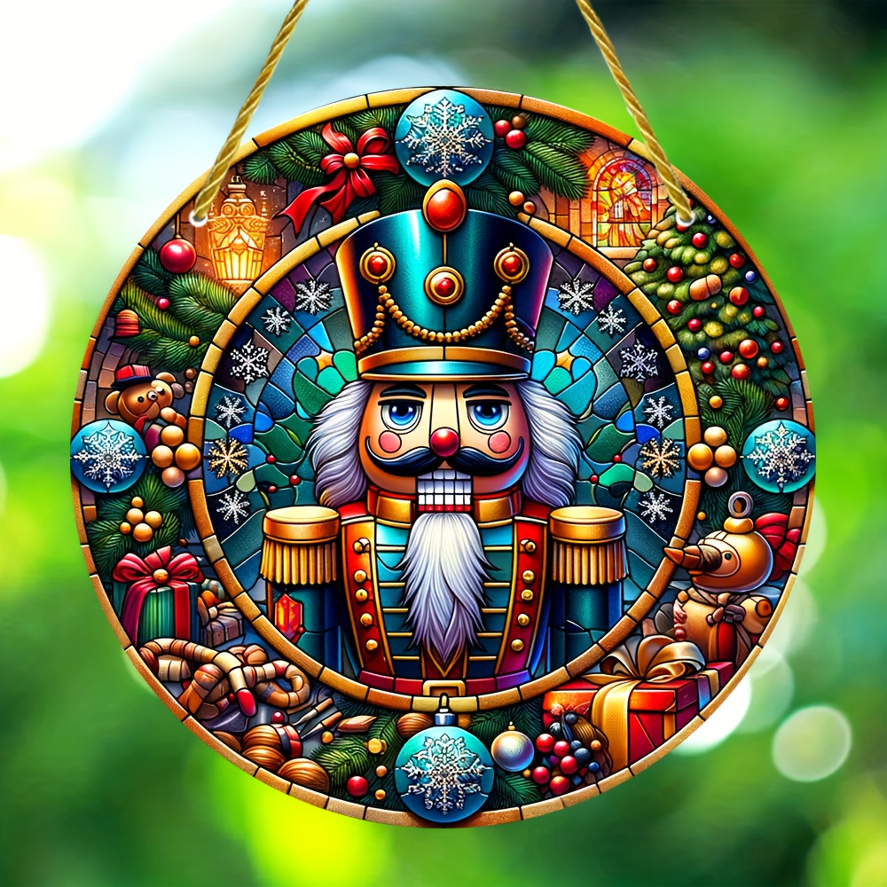 

Christmas - 6x6" Round Stained - Hanging, & Decor, For