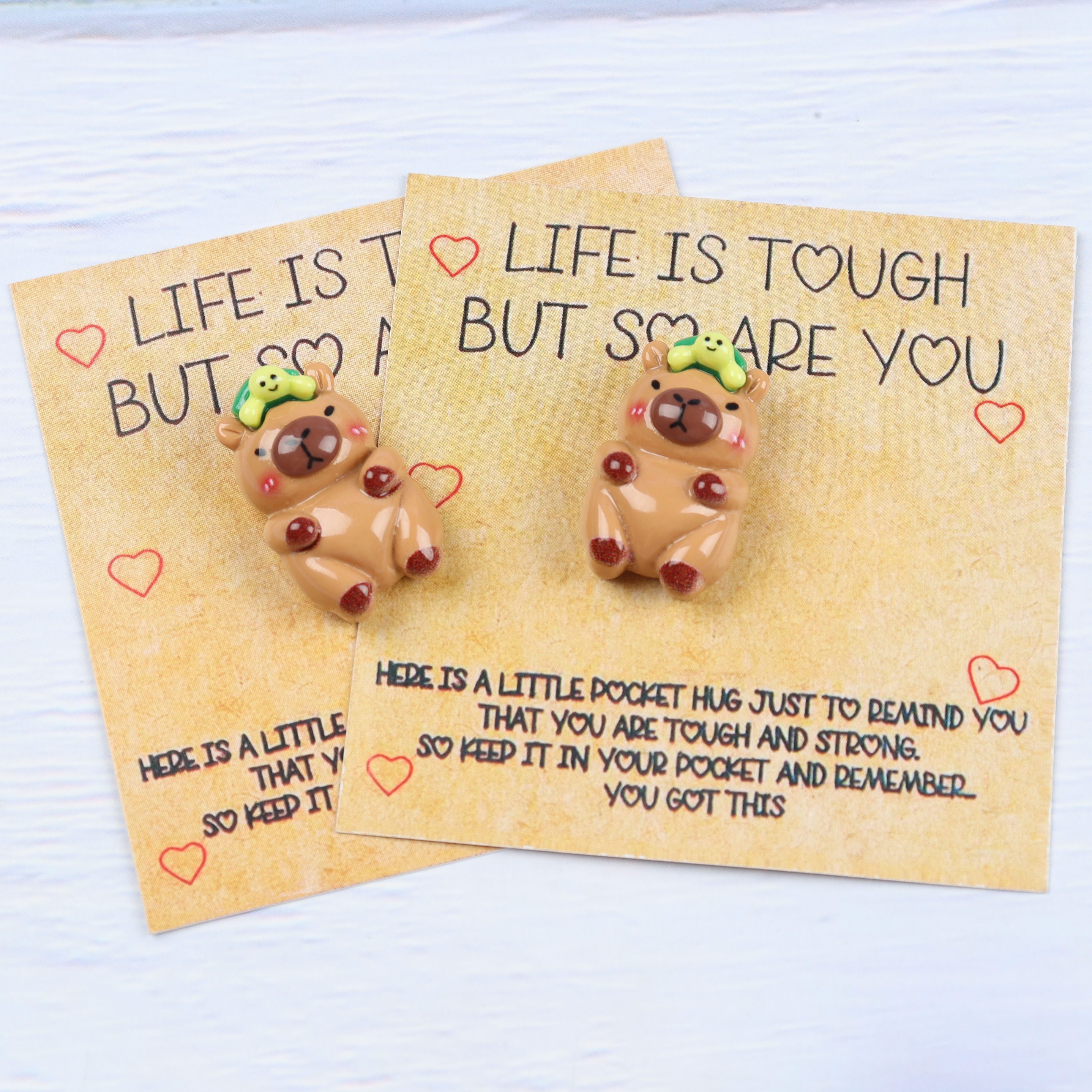 

1pc/2pcs Hug Card With Positive Affirmation Greeting Card Mini Cute Capybara Resin Accessories Ornaments For Any Small Gift