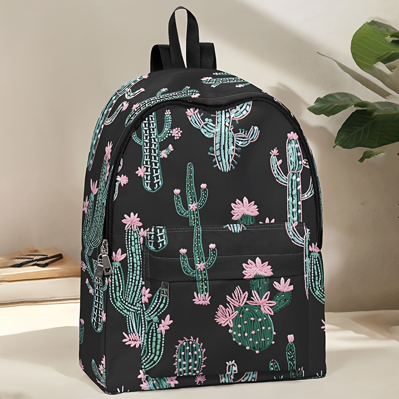Mochila de Gran Capacidad con Estampado Floral de Cactus, Ideal para Compras, Viajes y Trabajo, Apta Tanto para Hombres Como para Mujeres