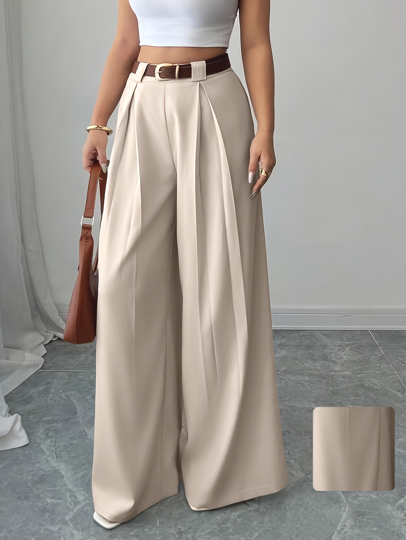 sachin and babi light blue dress Wide Leg Palazzo Pants, Extra Maxi Length Women Skirt Trousers, Full Silhouette Elegant Draped, High Waist Elastic Belt,Plus Sizes Available main image 1
