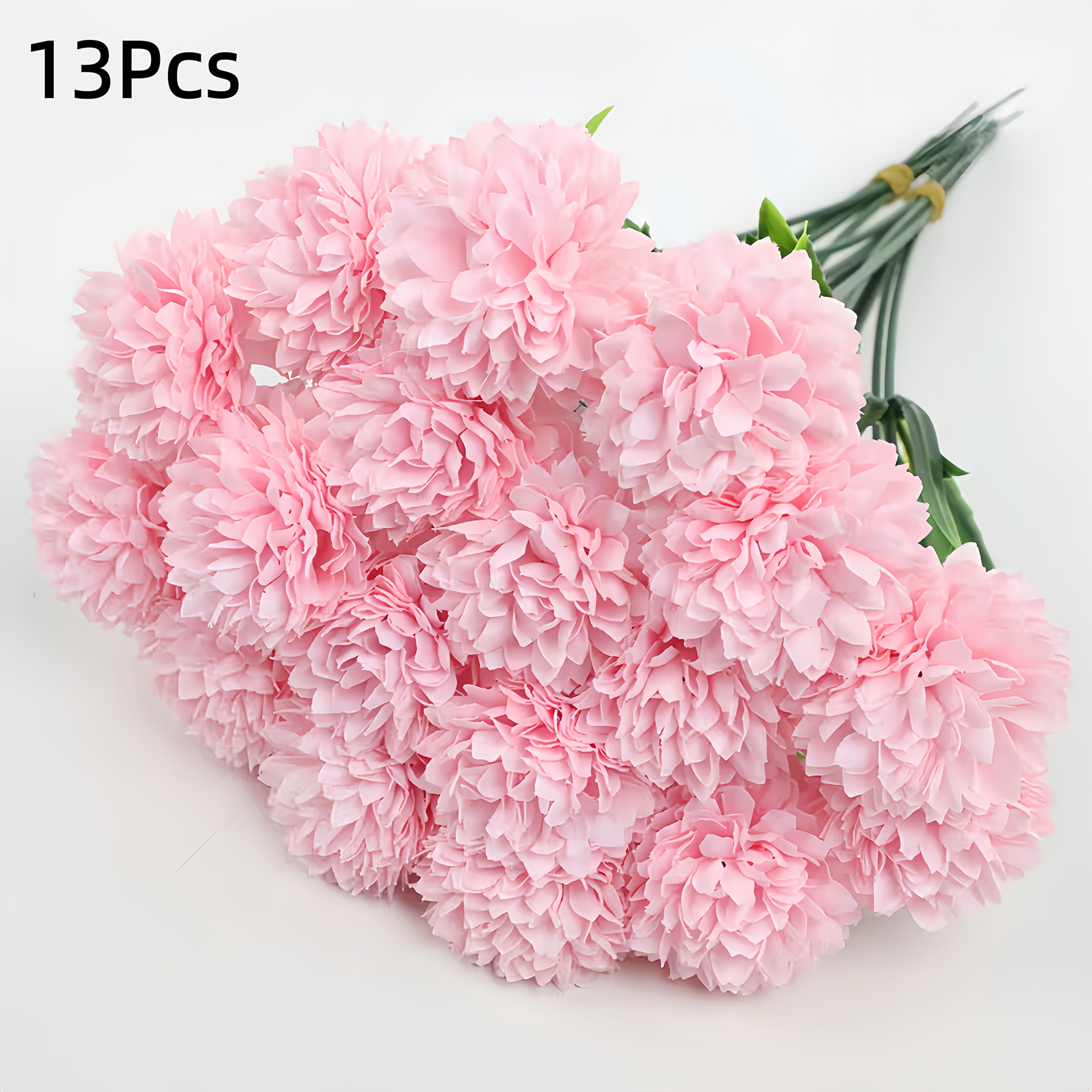 13pcs Pink Artificial Chrysanthemum Flowers - Fake Pom Pom Bouquet For Home Decor, Wedding Centerpieces, Party Table Arrangements & Crafts