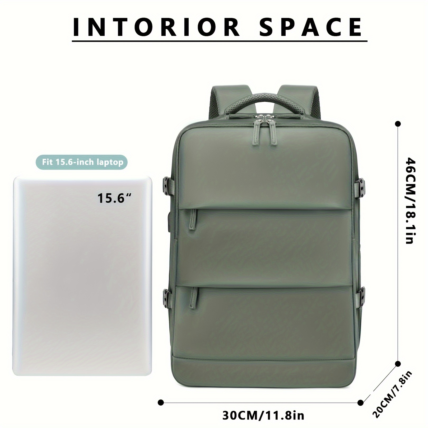 1pc tsa approved high backpack for women men 15 6 laptop compartment multiple pockets durable polyester carry on hiking backpack for outdoor sports business casual use army blue light green black details 1