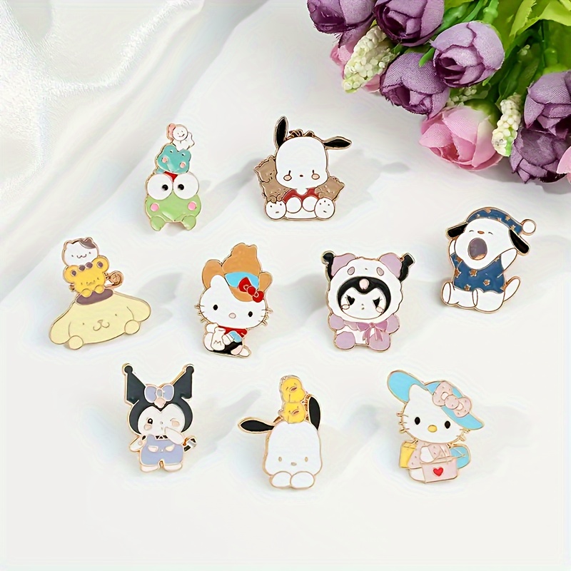 

9pcs Sanrio Brooch, Cute Sleepwear Enamel Pin, Keroppi , Backpack Clothing Jewelry, Holiday Gift