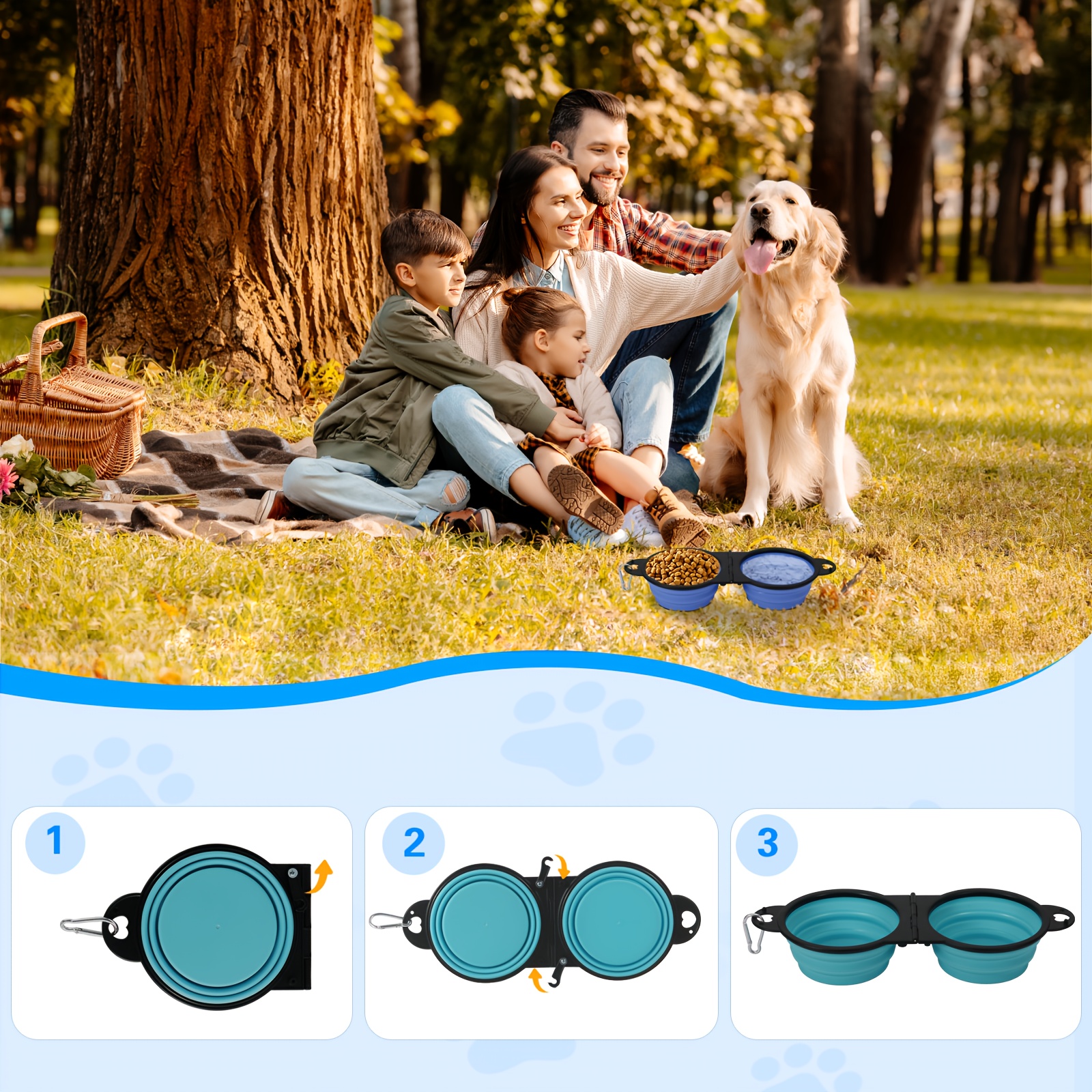 2026   folding dog bowl suitable for water and food camping accessories for dogs portable dog water bowl for outdoor use capacity 350ml 2pcs convenient storage for small and medium sized pets outdoor food bowls Product details 5