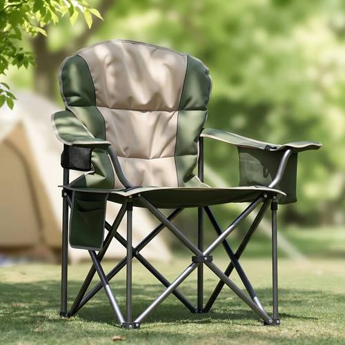 1 extra large outdoor heavy duty camping folding chair 500 lbs weight capacity with organizer bag side mesh bag cooler bag mesh cup holder and sporting goods bag suitable for lawn and beach camping travel hikes