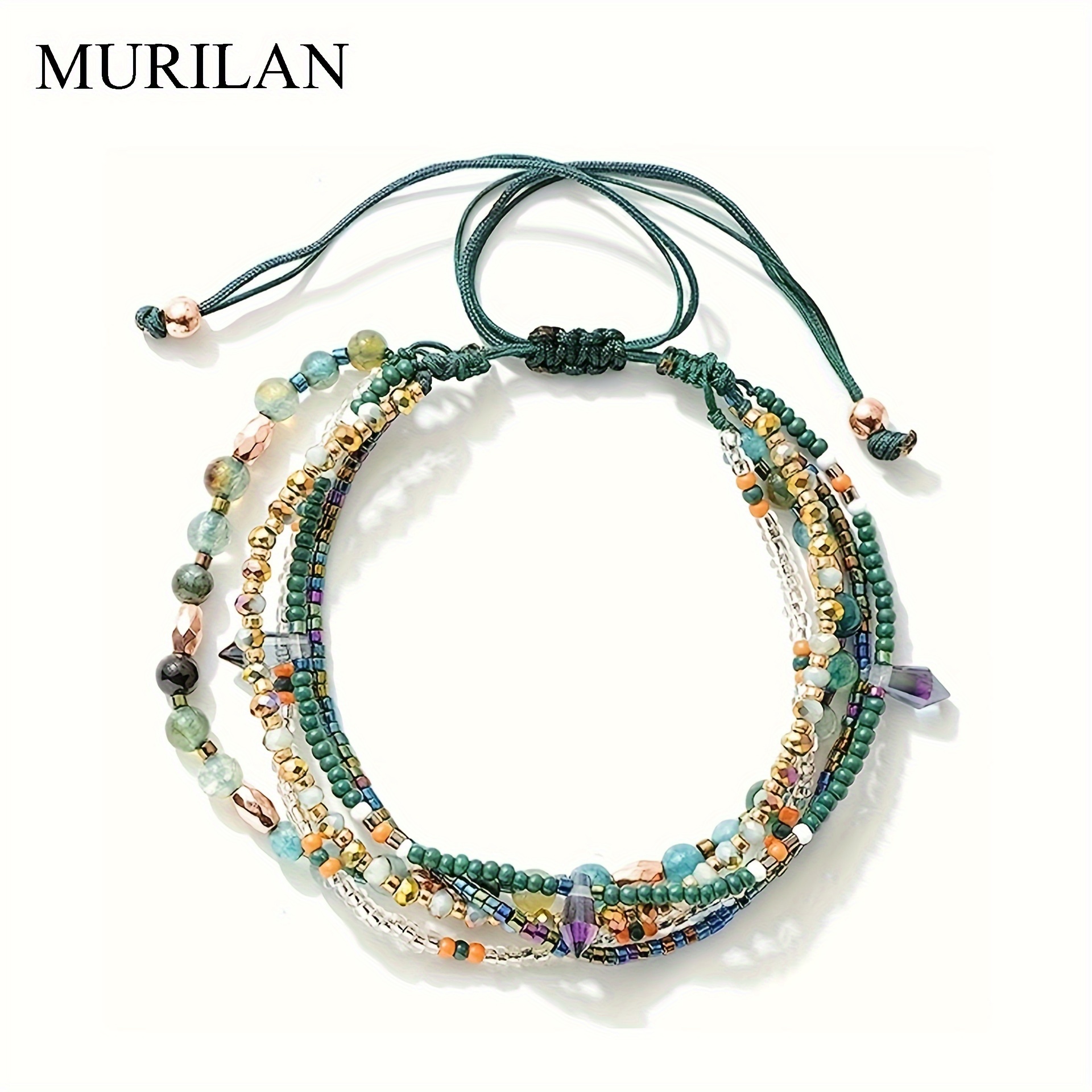 

Gift Handmade Adjustable Wrap Bracelet Bohemian String Braided Beads Anklets Gifts For Women Girls