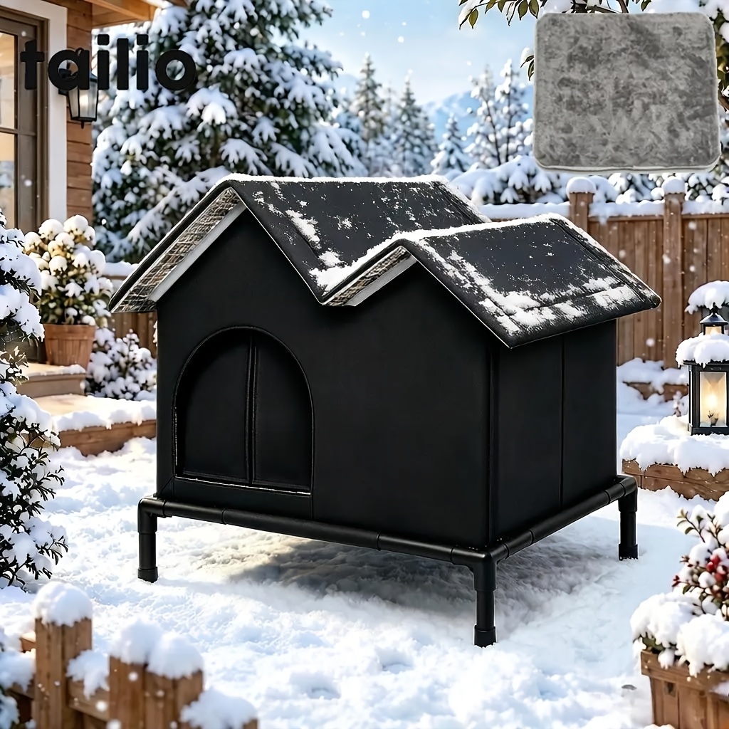 TEMU TAILIO Maison pour chat d'extérieur et abri pour chiot - Maison pour animaux de compagnie résistante à et à , tissu Oxford durable, avec coussin
