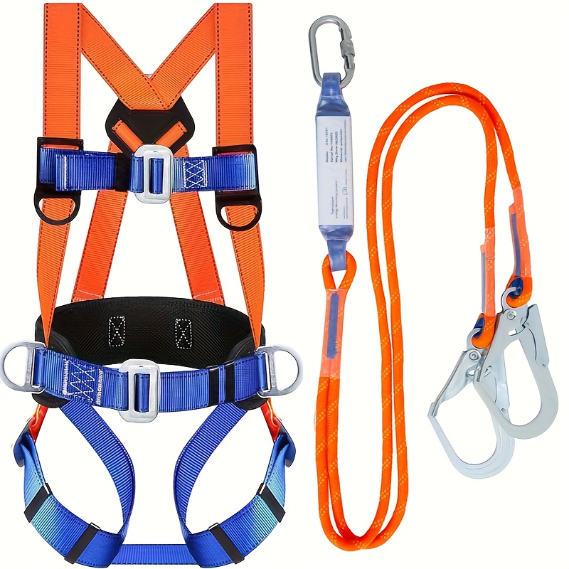 Temu – TEMU Safety Harness Kit – Full Body Roofing Harnesses With Shock Absorbing Lanyard – Comfortable Waist Pad