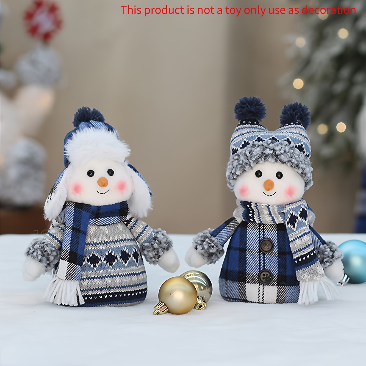 

Charming Blue Fabric Snowman Figurine - Perfect For Christmas Tree, Window Display & Home Decor | Ideal Holiday Gift For Living Room, Bedroom, Dining Area