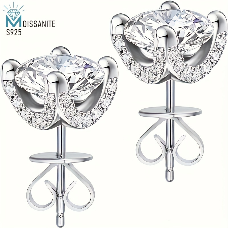 

1pc S925 Silver 1 Carat *2pcsmoissanite Women's Earrings Fashionable Vintage And Elegant Suitable For Daily Parties And Weddings With Gift Box