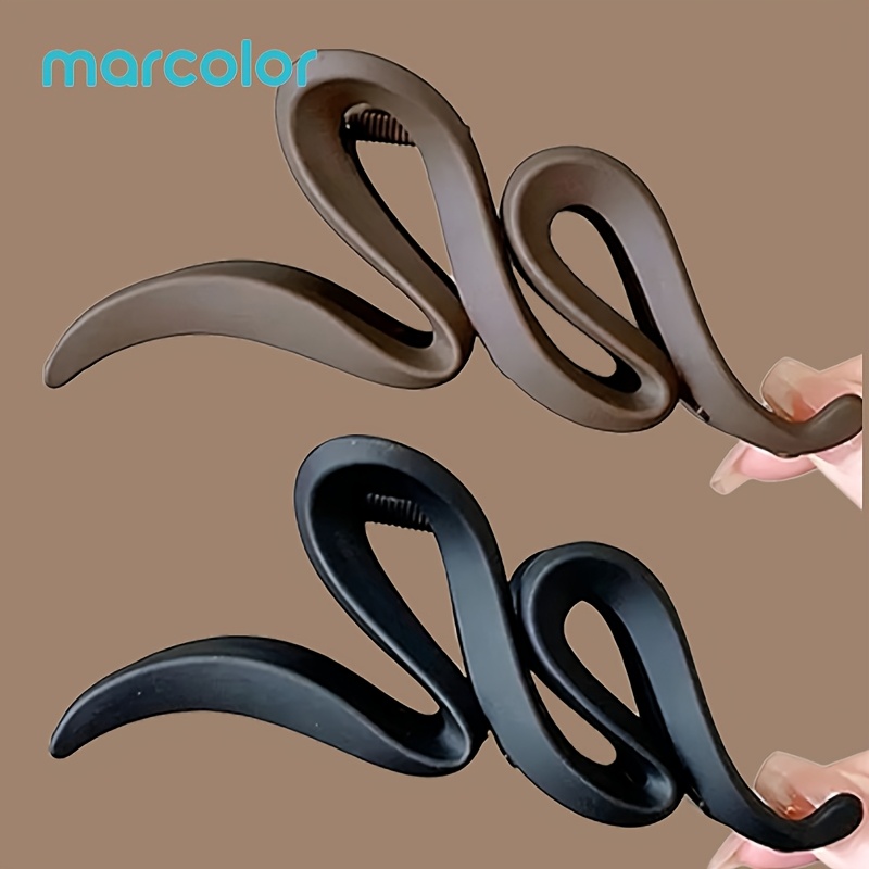 2/4pcs Set (1 Brown, 1 , 1 Black) Large Matte Wave Hair Clips, Women's Style - Retro Y2k Aesthetic, Solid Color Shark Claw Clips - Easy For Hair Tying & Styling