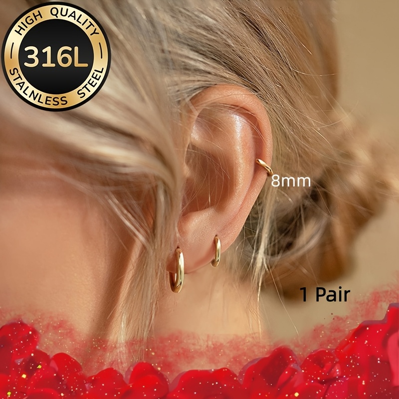 E-shop Alltägliche, goldene, kleine Ohrringe mit einfachem Design, hypoallergen, stilvoll und minimalistisch, geeignet für alle , als Geschenk zum