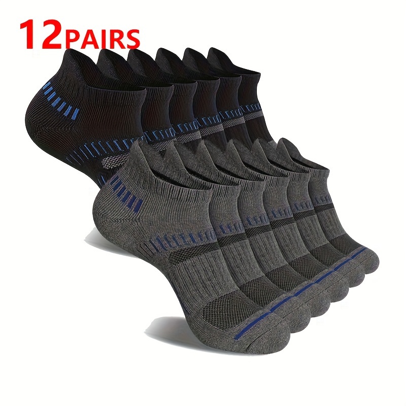 

12/24 Pairs Of Men's Liner Anklets Sport Socks, Sweat-absorbing Comfy Breathable Socks For Men's Basketball Training, Running Outdoor Activities