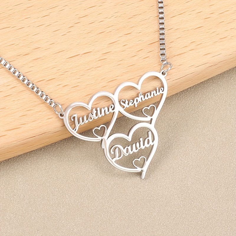 

1-10 Name Necklace Customization Family Heart Personalized English Name Pendant Family Tree Necklace, Elegant Classic Versatile Daily Wear Jewelry Gifts For Women