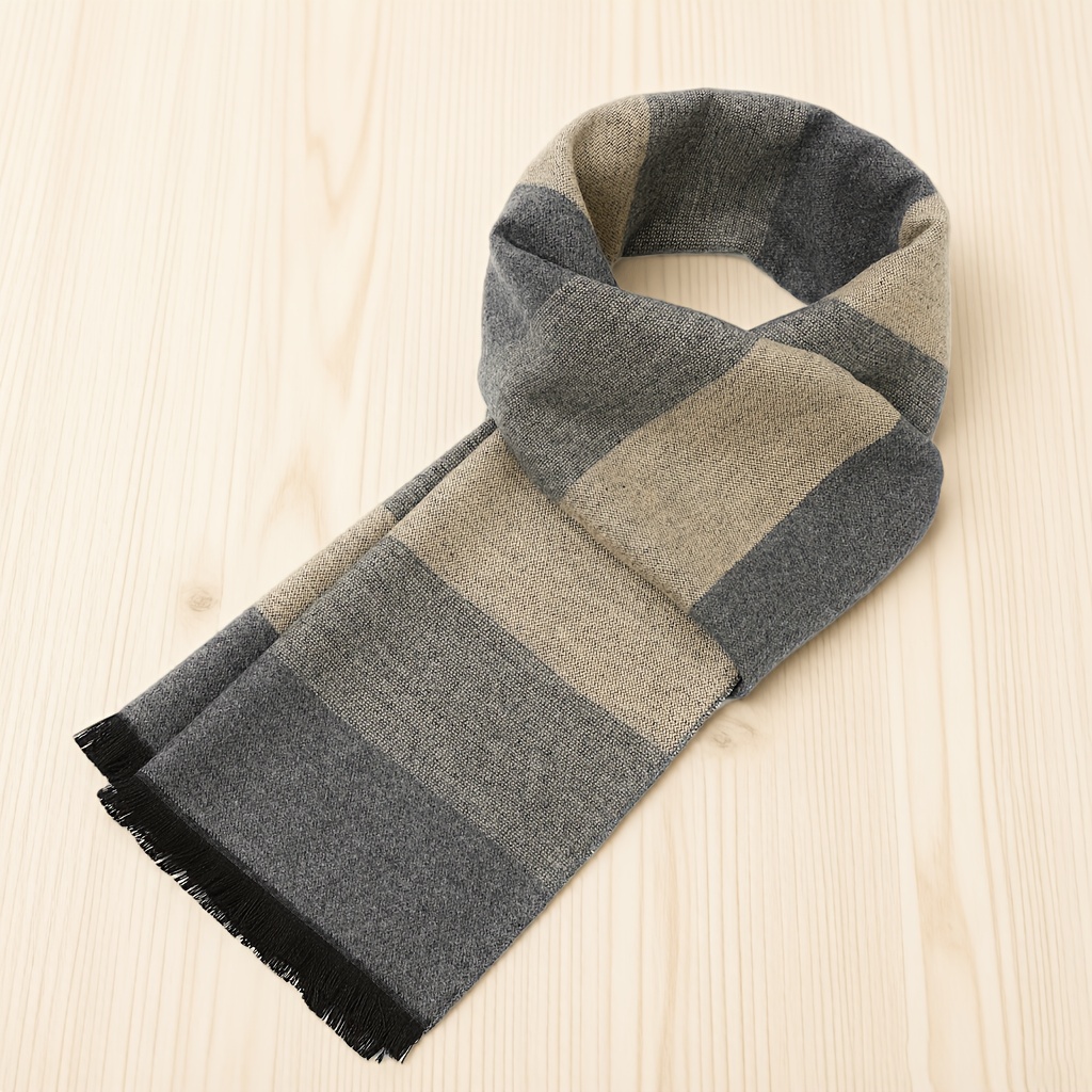 1 Brand New 180*30cm Bandanna, Printed Scarf, Trendy Snowproof Scarf, Men's Business Negotiation Scarf, Men's Luxury Warm Scarf, Autumn/winter Cold-proof Scarf, -block Pattern Scarf
