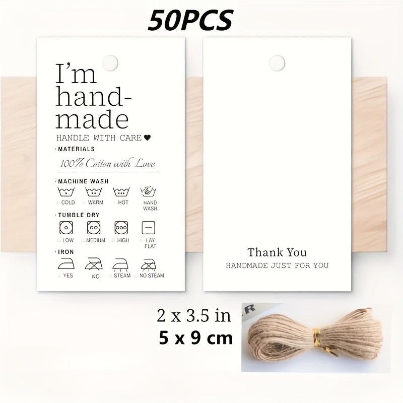 50pcs/set 50 Handcrafted Care Labels With , Cleaning Laundry Cleaning Care Tags, Information Cards