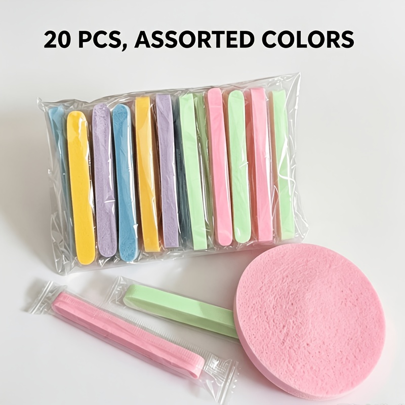 TEMU 20 piezas de esponjas faciales comprimidas envueltas individualmente, almohadillas desmaquillantes desechables para limpieza facial, estructura