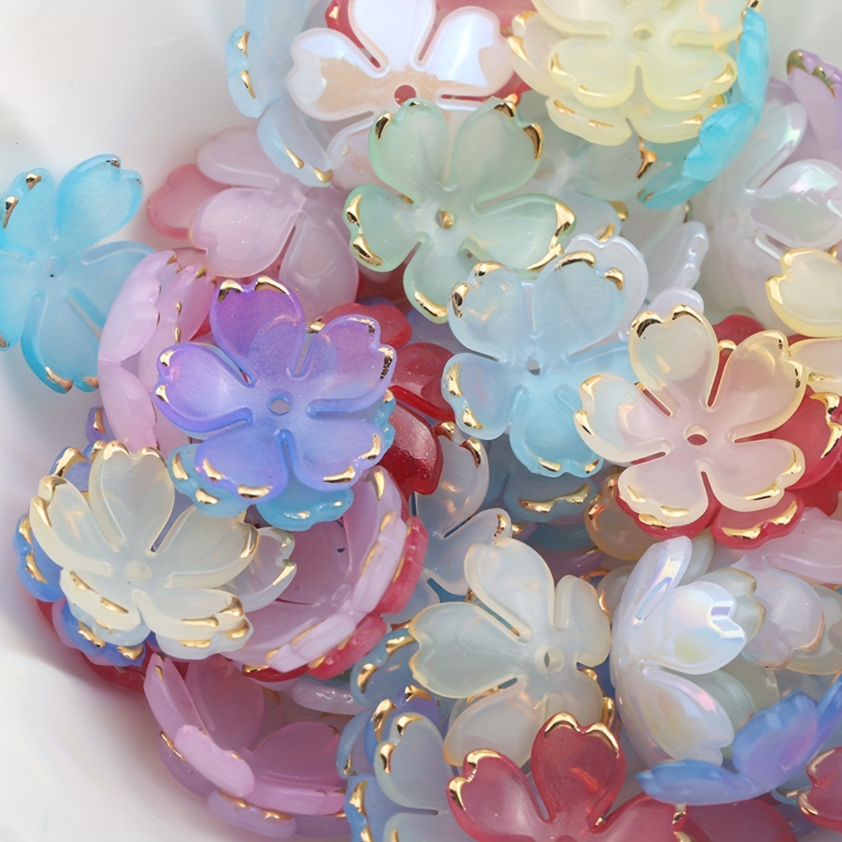 

50pcs 19mm Mixed Color Acrylic Flower Beads For Making - Bracelets, Necklaces & Fashion Accessories