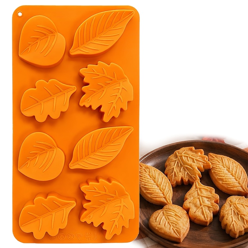 TEMU Moules à biscuits en silicone à 8 cavités, feuilles d'érable automne , qualité alimentaire, démoulage facile, réutilisables, pour chocolat,