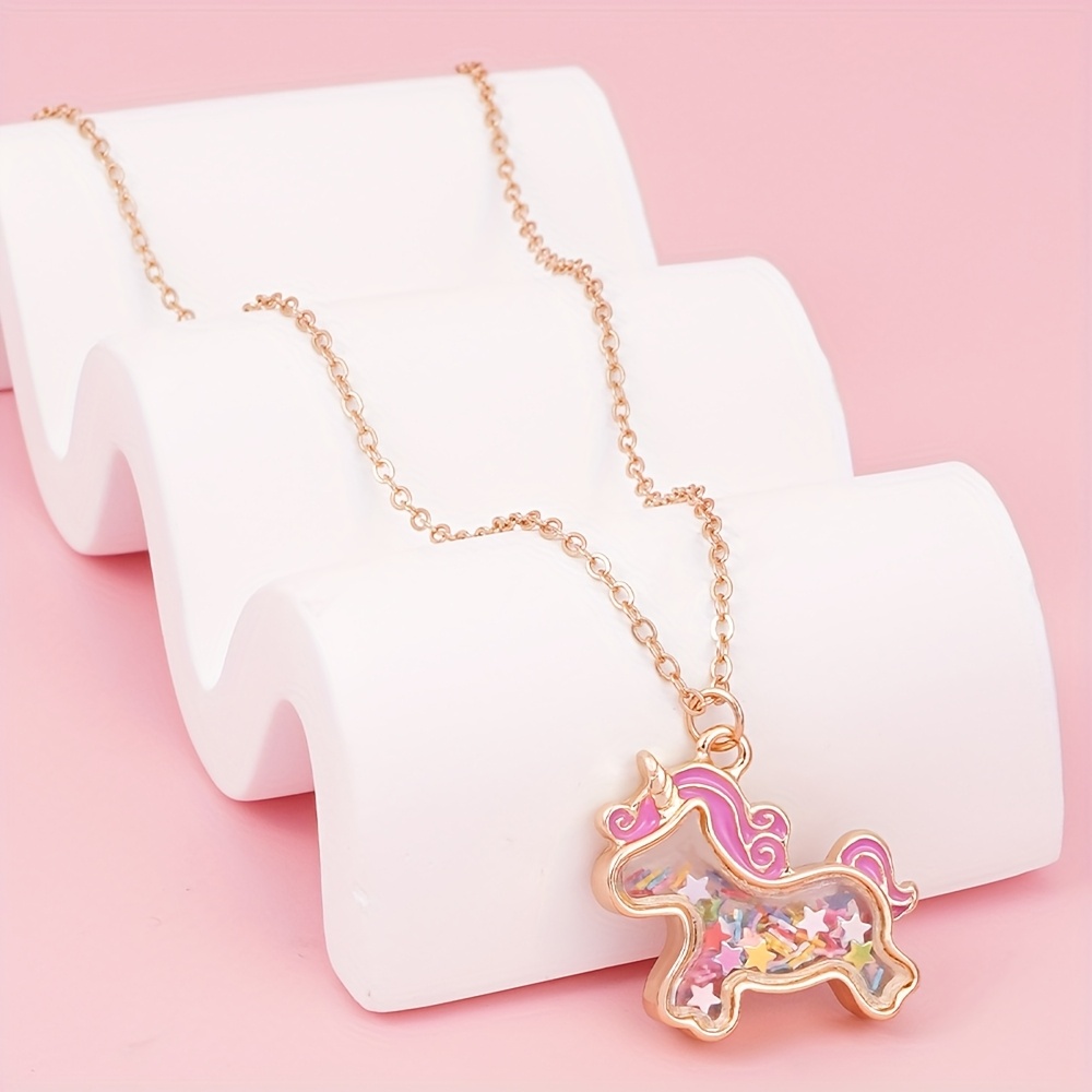 Image of 1pc Of Colorful Star-swinging Sequins, Fashionable, Exquisite And Cute, Trendy Unicorn Pendant, And Best Friend Necklace, Festival Party, Music Festival Birthday Gift