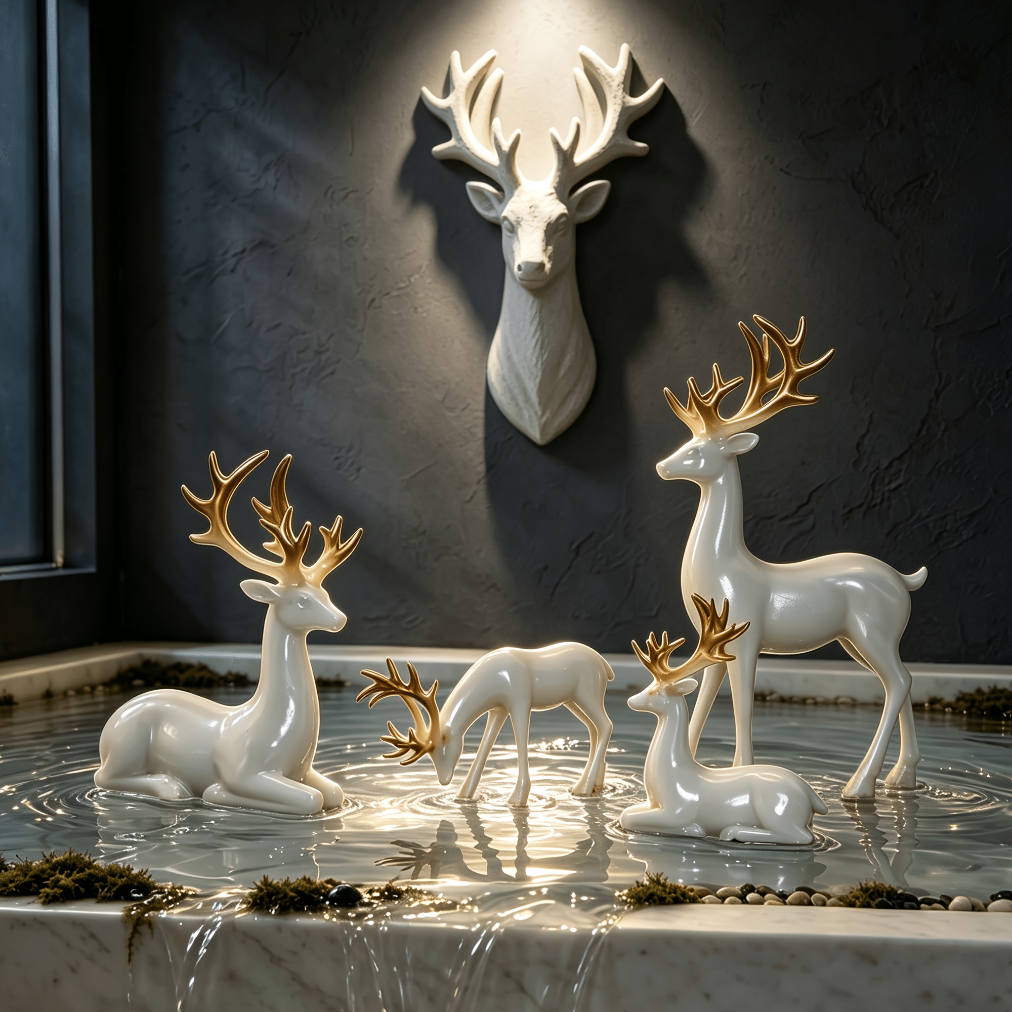 TEMU 4pcs Set, Collectible Figurines, Nordic Style Reindeer Desktop Decoration, Sculpture, Suitable For Desktop, Shelf, Office, Desktop Center