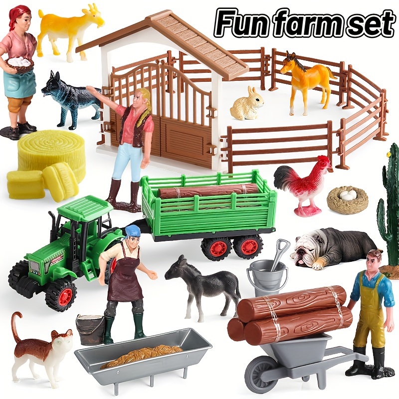 

Simulation Farm Scene Life Set Rooster Goat Rabbit Horse And Other Multi-model Toys Cognitive Model Farm Ranch Furniture Props Birthday Gift Desktop Toys Children's Gifts